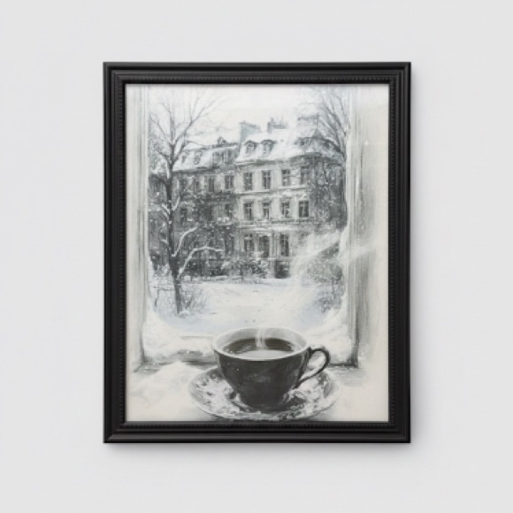 Elegant Black and White Winter Scene Painting
